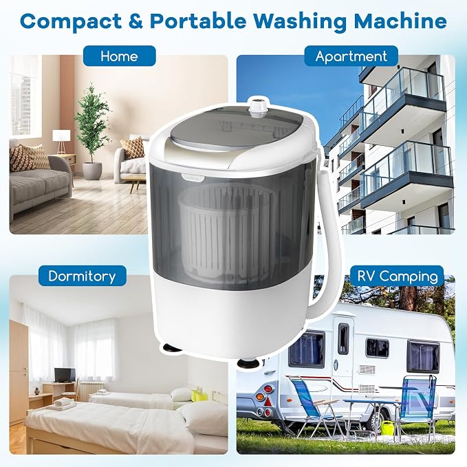 MEDIMALL GX24977-PE, Mini Washer and Spinner Combo, 5.5lbs, Semi-automatic Compact Laundry Apartment Dorm RV Portable Washing Machine, 5.5 LBS Capacity