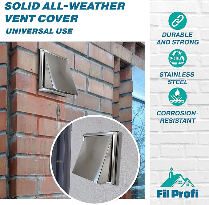 Wall Vent Cover. Exhaust Duct kit Outside The House. Kitchen,Fan,Dryer Deflector. (6 Inch)