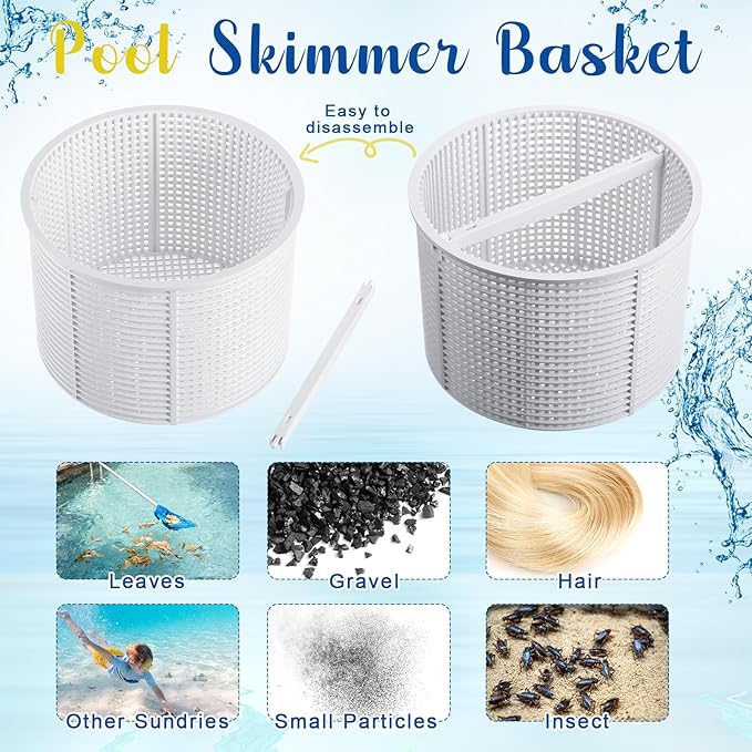 2pcs 7'' SPX1082CA Pool Skimmer Basket and 2 Pcs SP1106 Vacuum Plate Compatible with Hayward Skim Vac In-Ground Swimming Pool Skimmer SP1082, SP1083, SP1084, SP1085, SP1086, SP1075 (White)
