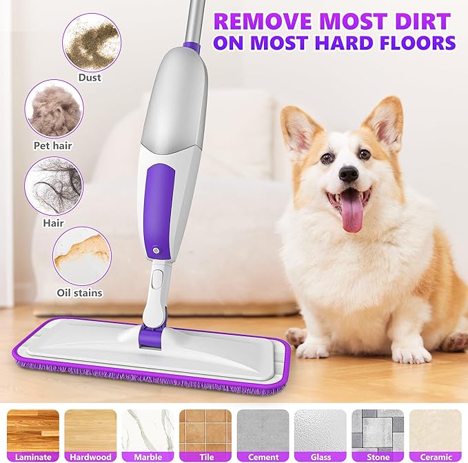 Microfiber Spray Mops for Floor Cleaning - Floor Mop with 11 Washable Pads fit for Swiffer Powermop