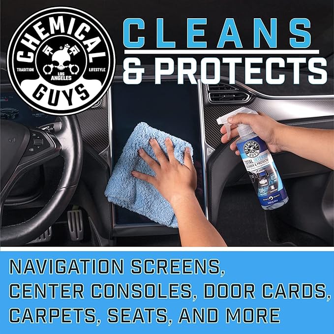 Chemical Guys Complete Total Interior Cleaner & Protectant Kit - 5 Items Including 16 oz Sprayable Total Interior Cleaner & Protectant, 50 Pack of Total Interior Wipes & (3) Microfiber Towels