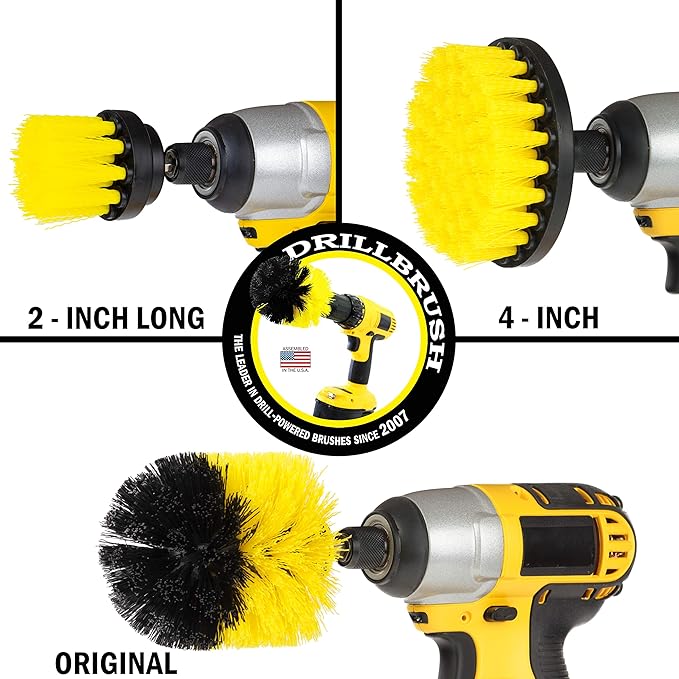 Drill Brush Scrubber Attachment - Power Scrubber Brushes - Bathtub Cleaner - Grout Brush - Toilet, Tile and Tub Power Scrubbers - Shower Cleaning Tools - Bathroom Cleaning Brushes for Bathtub