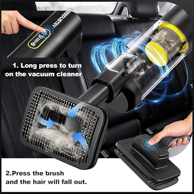 SEEDUSTRY Handheld Car Vacuum Portable Cordless, 6-in-1 Mini Cordless Vacuum Cleaner with Brushless Motor & 18000Pa Powerful Suction, Type-C Charge, 2025 Mini Vacuum V-C08 Pro for Car Home Office Pet