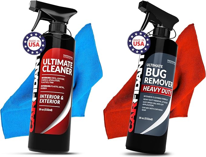 Carfidant Bug Remover Heavy Duty for Car Exterior with Ultimate Cleaner for Car Interior