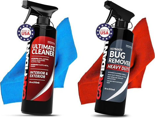 Carfidant Bug Remover Heavy Duty for Car Exterior with Ultimate Cleaner for Car Interior