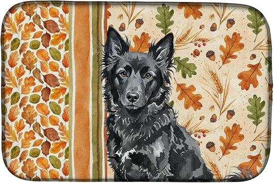 Caroline's Treasures Mudi Heirloom Fall Dish Drying Mat Absorbent Dish Drying Mat Pad for Kitchen Counter Dish Drainer Mat for Countertop, 14 x 21", Multicolor