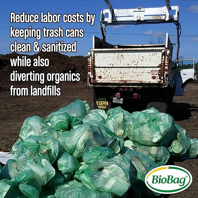 BioBag (USA) The Original Compostable Bag, 33 Gallon, 120 Count, 100% Certified Compostable Trash Bag Liners for Food Waste, Extra Strong and Durable, Trash Bag