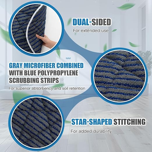 Tioncy 3 Pcs 17 Inches Microfiber Carpet Bonnets Scrubber Brush Carpet Bonnets Pads Commercial Grade Rug Scrubber Abrasion and Absorbency with Cleaning Strips
