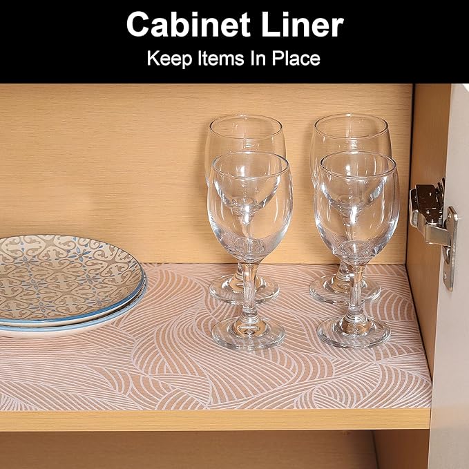 Cooyes Shelf Liners for Kitchen Cabinets, Refrigerator Liners Waterproof & Oil-Proof Kitchen Cupboard Liner Drawer Mats EVA Material Non Adhesive Fridge Liner for Shelves（17.5" W x 78.7" L）