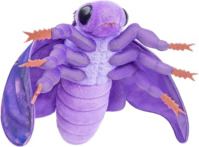Moth Stuffed Animals Toy, Lifelike Purple Moths Plush 11in, Realistic Soft Big Wing Plushies Figure Gift Collection for Kids