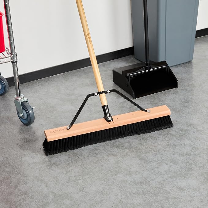 Restaurantware-BROOM HEAD ONLY: Clean Tek Professional 24-Inch Broom Head, 1 Heavy-Duty Push Cleaning Tool - Handle And Brace Sold Separately, Fine Plastic Bristles, Wooden, Commercial Use