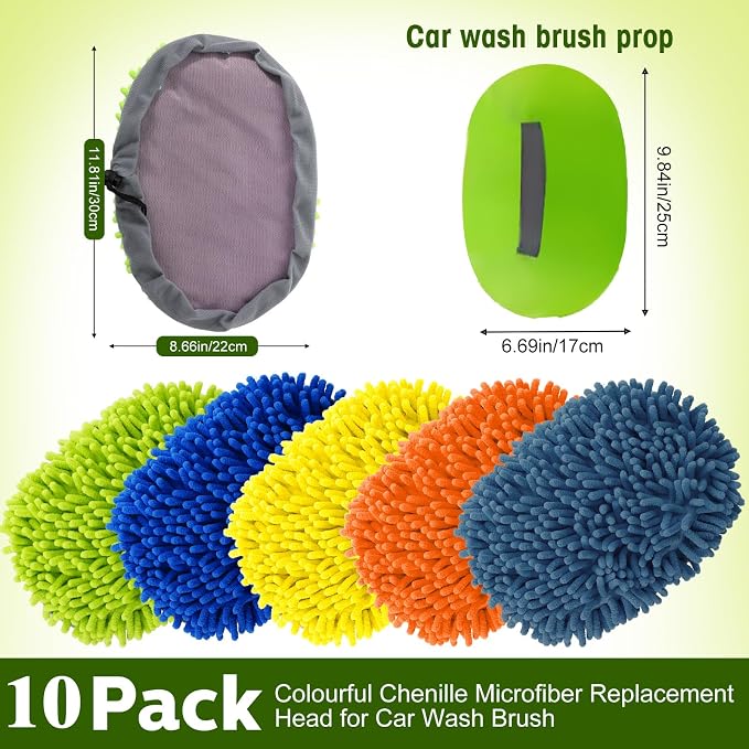 Layhit 10 Pcs Car Wash Mitt Set, Brush Not Included, Microfiber Mitt Cleaning Car Truck Washing Tools Kit RV Pickup Chenille Scratch Replacement (Multicolor)