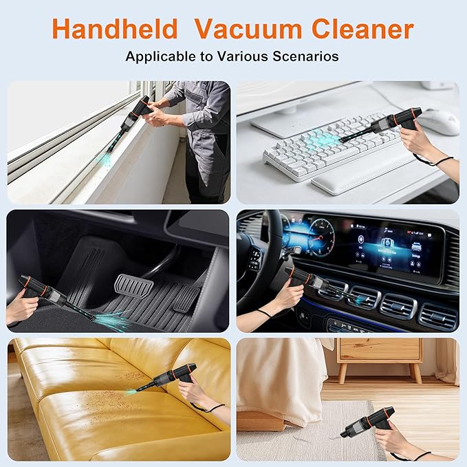 F32MAX Compressed Air Duster-150,000RPM Super Power Electric Air Duster and Vacuum Cleaner & Bag Vacuum Sealer 3-in-1，for PC Keyboard Cleaning, Car Interior Cleaning.