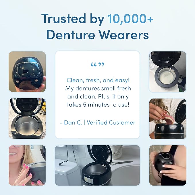 Ploise Denture Dome – Ultrasonic Retainer Cleaner Machine with UV-C | Night Guard Cleaner, Mouth Guard Cleaner, Denture Cleaner & Aligner Cleaner | 42000Hz for Retainers & Dental Care