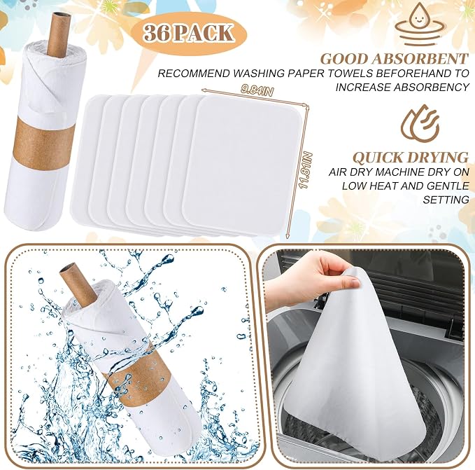36 Pack Classic Reusable Cleaning Cloths Washable Cotton Kitchen Towels for Home(White)