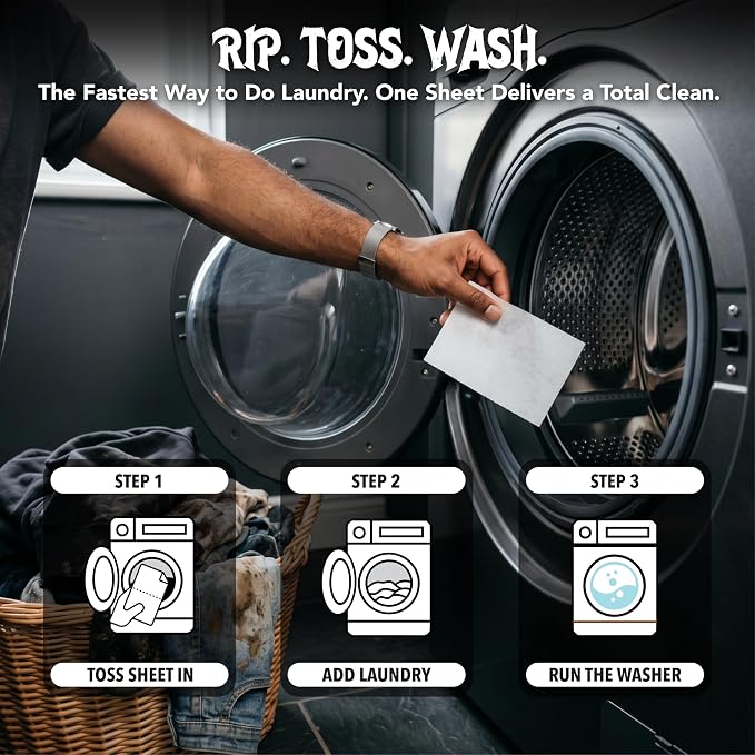 Death to Dirt Laundry Detergent Sheets, 192 Loads, Tough on Stains and Odors, Gentle on Skin and Fabric, Plant-Based & Eco-Friendly, Final Fresh Linen Scent, 32ct (3 Pack)