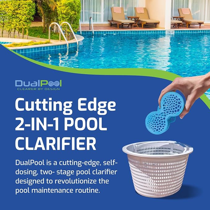 2-in-1 Self-Dosing Pool Clarifier - Non-Toxic Pool Clarifier with Phosphate & Metal Remover for Crystal Clear Water, Treats up to 21,000 Gallons, Safe for Use in Saltwater & All Pool Types