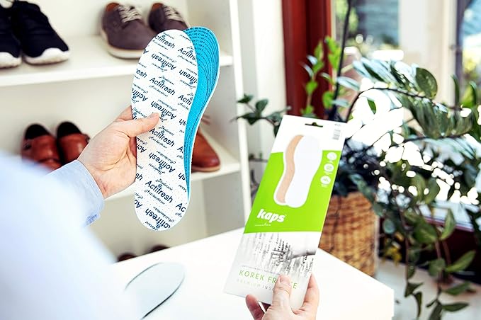 6 Pairs Kaps Actifresh Shoe Insoles Inserts, Odor Control Freshness Technology Developed in Switzerland by Sanitized, Triple Layer, Cushioning Soft Latex, Cut to Fit, Universal Size Unisex