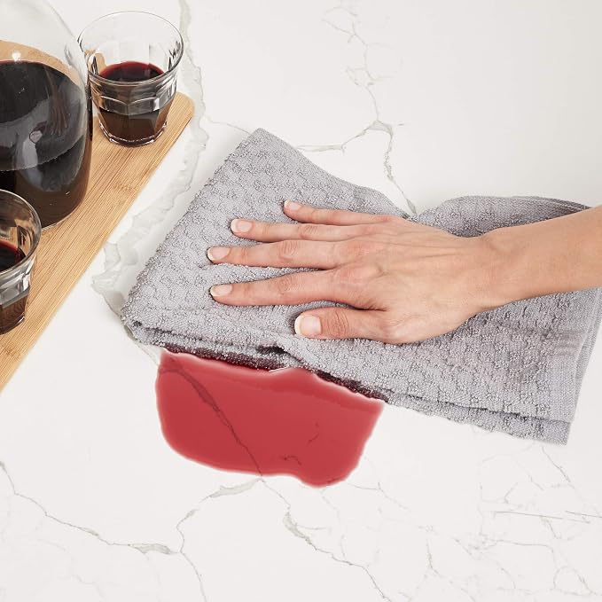 Kitchen Towels - Dish Towels and Dish Cloths - Hand Towel and Dishcloths Sets - 100% Soft Ring Spun Combed Cotton - Great for Cooking in Kitchen or Household Cleaning - Size 15" x 25" (Grey, 12)