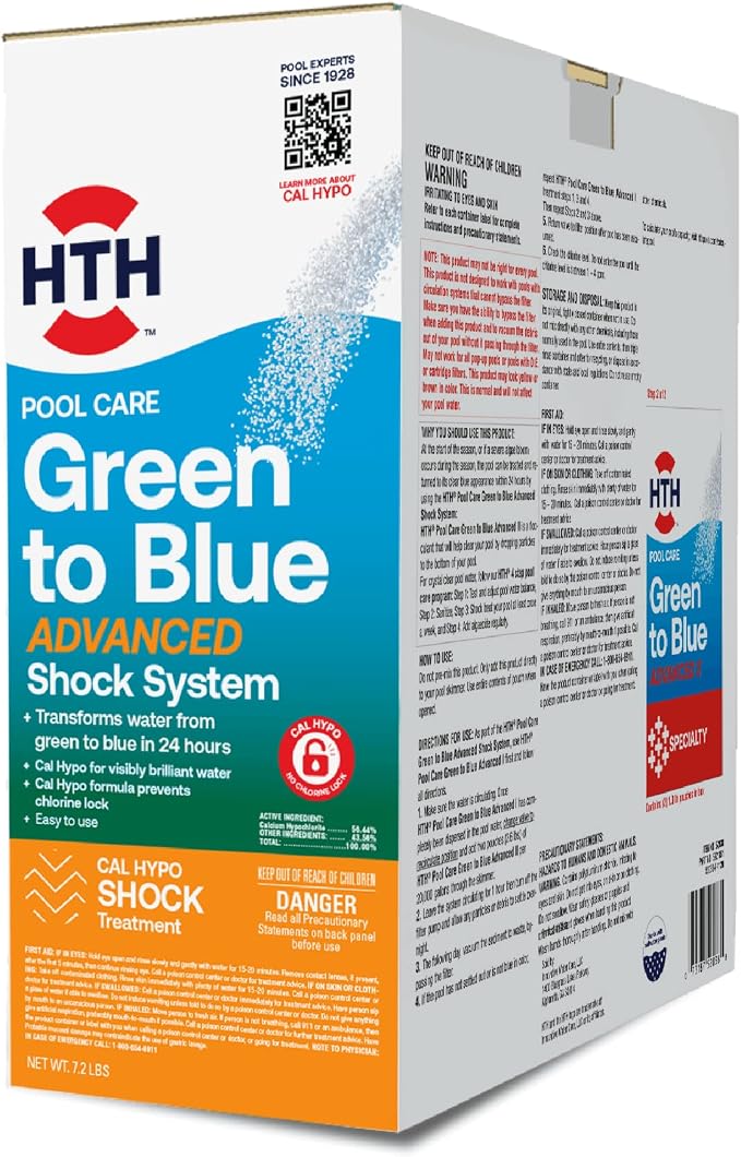 HTH Swimming Pool Care Green to Blue Advanced Shock System (6 pack) + HTH 52036 Swimming Pool Care Shock Advanced