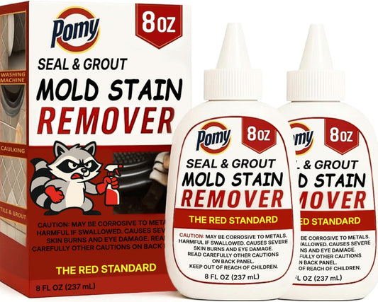 Pomy Professional Grade Mold Stain Remover Gel (2 Pack-16 oz Total) Thick No-Run Gel for Shower Caulk, Grout Lines, Washing Machine Gasket, Front Loader Door Seal, Tile and Bathroom Surfaces