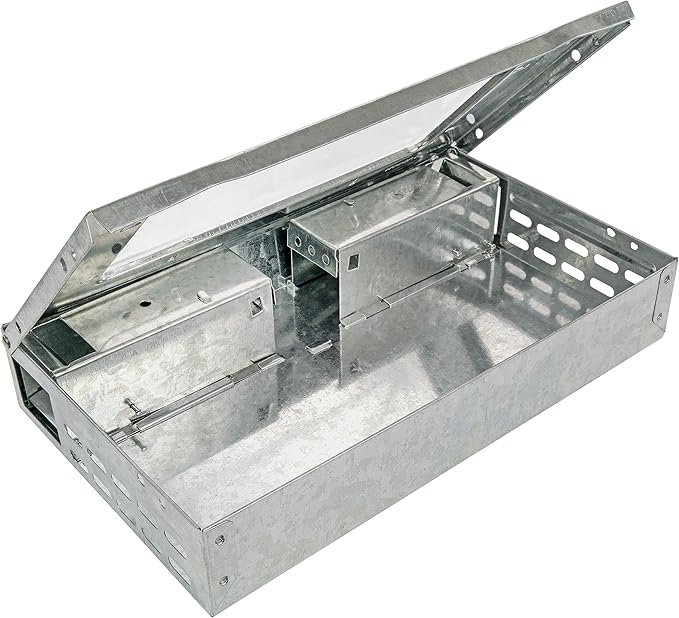 Humane Mouse Trap 2-Pack – No Winding or Resetting, Non-Jamming, Clear Window View, Silver, No-Kill Indoor Mouse Traps, Preferred by Professional Pest Controllers