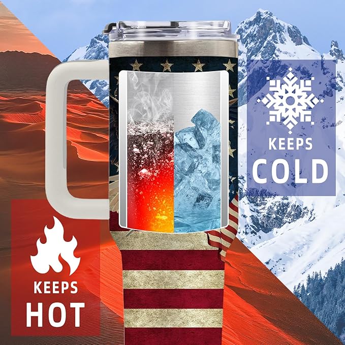 DUUV American Flag Tumbler 40 Oz, Eagle Gifts for Men on Birthday, US 250th Anniversary, Independence Day, Fathers Day, Patriotic Travel Mug for Men Dad Grandpa, Stainless Steel Insulated Mug, 1PCS