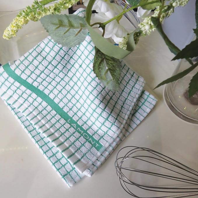 Samuel Lamont Poli Dri Tea Towels - Set of 3 100% Cotton 27.5 x 19 Inch (Green)