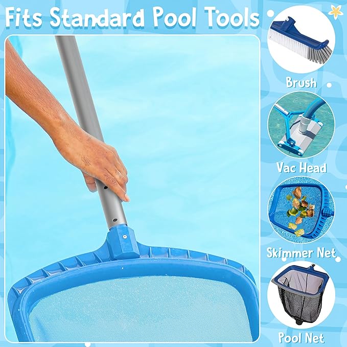 Swimming Pool Pole Telescopic - 15 FT Aluminum Pool Cleaning Pole, Heavy Duty Skimmer Telescoping Tool, Adjustable 3 Piece Extendable Cleaning Equipment for Skimmer Net Brush Vacuum Head Rake