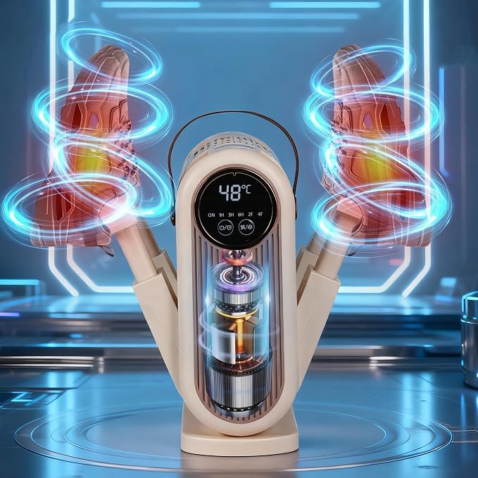 Portable Handheld Boot and Shoe Dryer | Fast Drying, Adjustable Timer, Energy Saving, Rose Salt Compatible for Odor Reduction, For Sneakers, Gloves and Socks