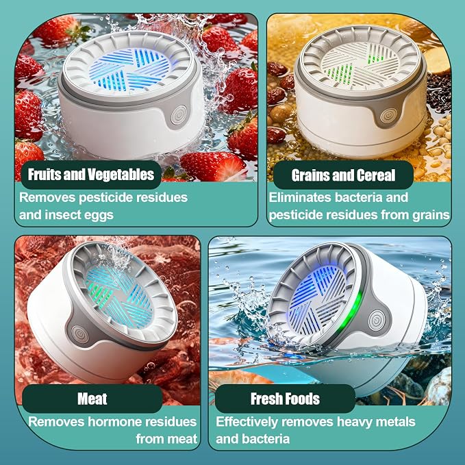 Fruit and Vegetable Washing Machine,Waterproof Fruit and Vegetable Cleaner, Latest Titanium Electrolysis Purification Wireless Charging Suitable for Washing Fresh Produce（White）