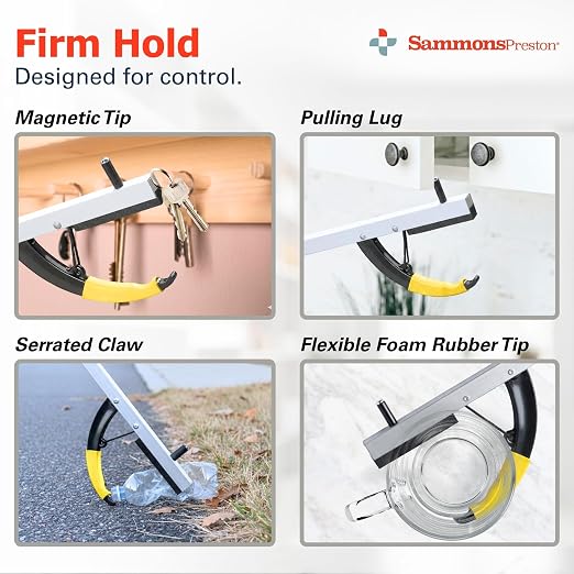 Sammons Preston Reacher, 26" Lightweight Grabber Reacher Tool with Magnetic Tip, Ergonomic Grip & Claw Jaw, Portable Reaching Aid for Seniors, Daily Living & Home Use, Standard Silver, 2 pack