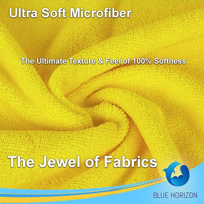 Yellow Microfiber Cleaning Towels, 36-Pack Dual-Sided Ultra Soft Plush Washcloth, Professional Grade Premium Microfiber Detailing Cleaning Cloths, Car, Household and Commercial (Yellow, 16" x 16")