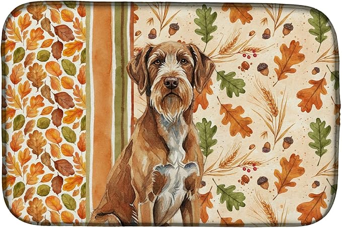 Caroline's Treasures Wirehaired Pointing Griffon Heirloom Fall Dish Drying Mat Absorbent Dish Drying Mat Pad for Kitchen Counter Dish Drainer Mat for Countertop, 14 x 21", Multicolor