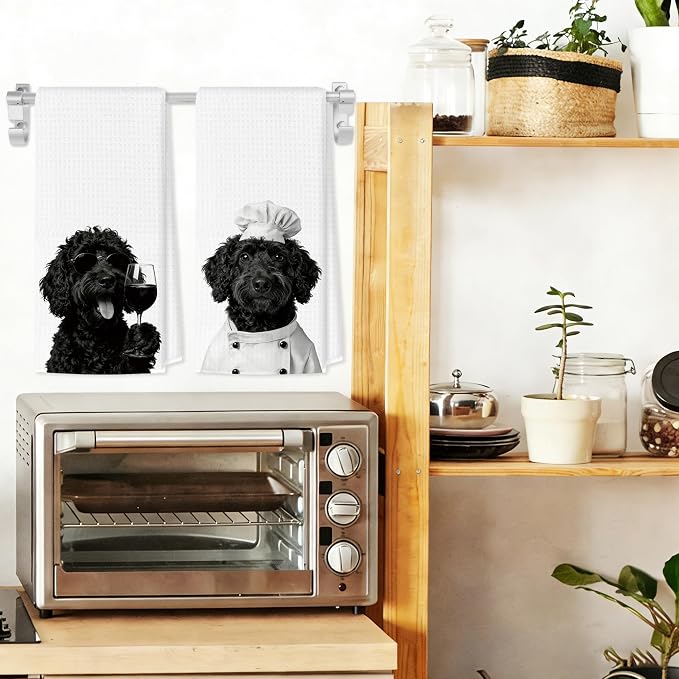 Funny Goldendoodle Kitchen Towels Set of 2, Dog Kitchen Bar Accessories, Dog Chef Gifts for Women Decorative Hand Towels for Kitchen Decor, Goldendoodle Lovers Gifts Tea Towel, 16x24 Inch
