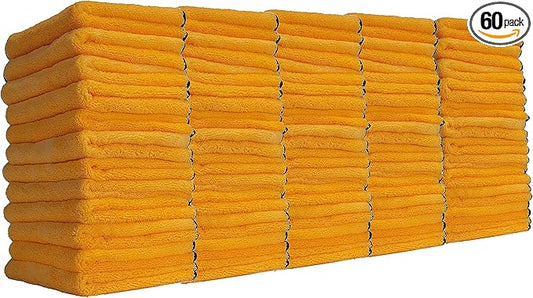 Chemical Guys MIC_506_60 Professional Grade Premium Microfiber Towels, Gold (16 Inch x 16 Inch) (Pack of 60) - Safe for Car Wash, Home Cleaning & Pet Drying Cloths