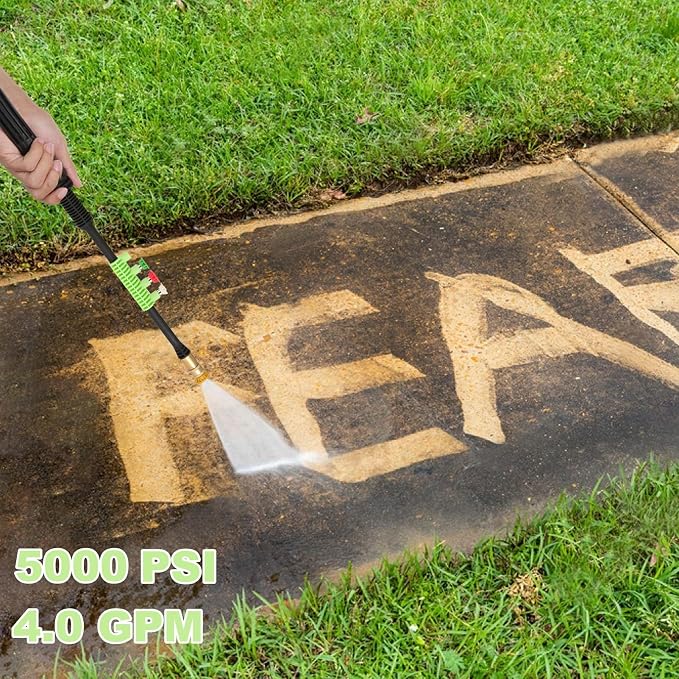 Electric Pressure Washer 5000PSI Max 4.0GPM with 33FT Flexible Extension Hose, 4 Nozzles, Foam Cannon, Power Washer Powered for Cars, Patios, Driveways, Deep Green