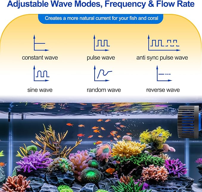 hygger Strong Wave Maker For Aquarium Magnetic DC Powerhead Adjustable Fish Tank Circulation Pump with Guard Controller for 30-90 Gallon Freshwater Saltwater 2100GPH