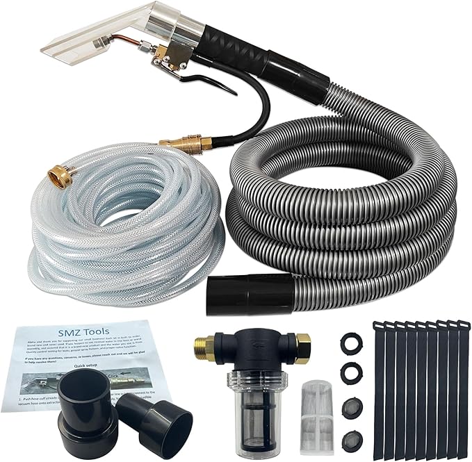 Shop Vac Extractor Kit, Extractor Hose Kit with Wand and Hose for Upholstery, Carpet Cleaning & Auto Detailing Shop Vacuum with10 FT Vacuum Hose, 25 FT Waterline & Adapter