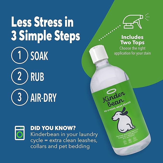 No-Stress Mess Eraser – Dog & Cat Urine Stain & Odor Remover, 2-Pack 32 oz, Enzyme Bio-Active Cleaner for Carpet, Upholstery & Car Seats, Helps Remove Pet Smell from Home & Car, Grapefruit & Thyme