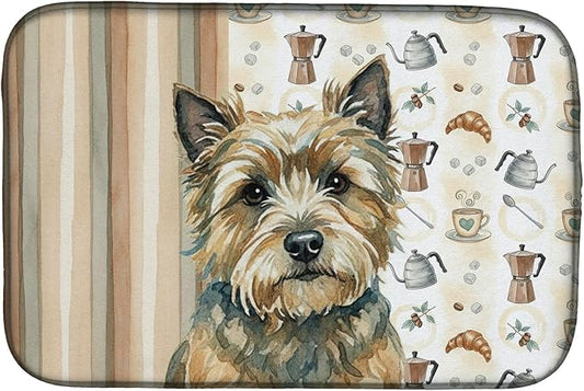 Caroline's Treasures Cairn Terrier Coffee Bar Dish Drying Mat Absorbent Dish Drying Mat Pad for Kitchen Counter Dish Drainer Mat for Countertop, 14 x 21", Multicolor