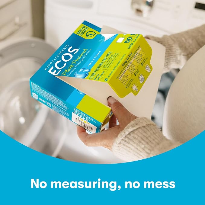 ECOS Laundry Detergent Sheets - Vegan, No Plastic Jug, No Mess & Liquid Free Laundry Sheets in Washer Hypoallergenic, Plant Powered Laundry Detergent Sheets - Lavender Vanilla 57 Count (Pack of 2)