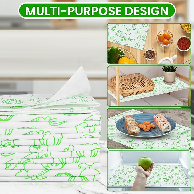 12 Pcs Refrigerator Shelf Liners, Absorbent Fridge Mats 12" x 24" Washable Refrigerator Drawer Liners for Shelves, Home, Cabinet, Kitchen, Trays, Shelves, Cabinet, Trays