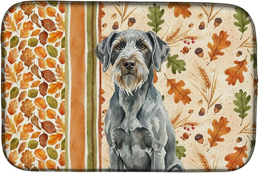 Caroline's Treasures Steel Gray Wirehaired Pointing Griffon Heirloom Fall Dish Drying Mat Absorbent Dish Drying Mat Pad for Kitchen Counter Dish Drainer Mat for Countertop, 14 x 21", Multicolor
