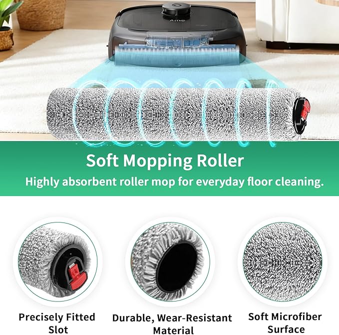 Accessory Kit Compatible with eufy Omni E28 / Omni E25 Robot Vacuum, 23-Pack Replacement Parts with 2 Sets Rolling Brushes, 2 Roller Mops, 4 Filters, 6 Dust Bags, 6 Side Brushes, 1 Cleaning Brush