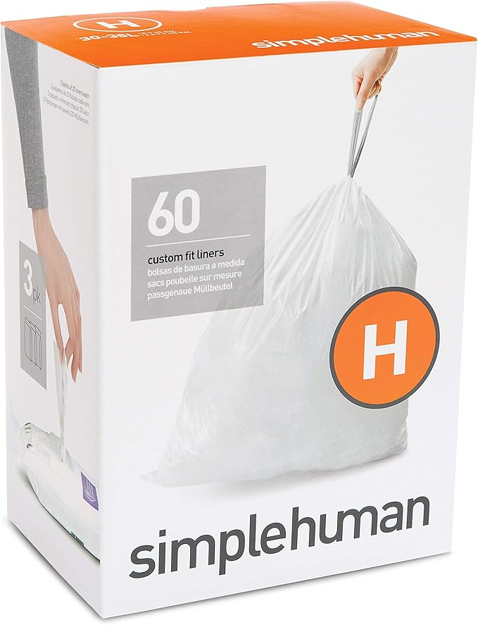 Simplehuman Trash Liner Code H Custom Fit Liners White / 60 Liners