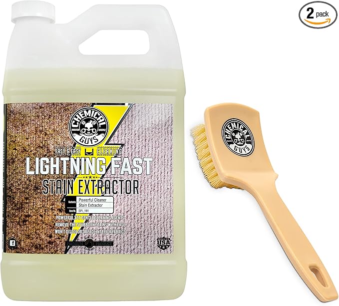 Chemical Guys Lightning Fast Carpet & Upholstery Cleaner Bundle with Induro 7 Heavy Duty Carpet Brush