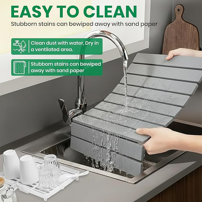 Stone Dish Drying Mat for Kitchen Counter - 23x15 Large Quick Dry Stone Mat Kitchen, Absorbent Diatomaceous Earth Kitchen Drying Mats for Countertops, Fast Drying Stone Sink Mat for Dishes and Cups
