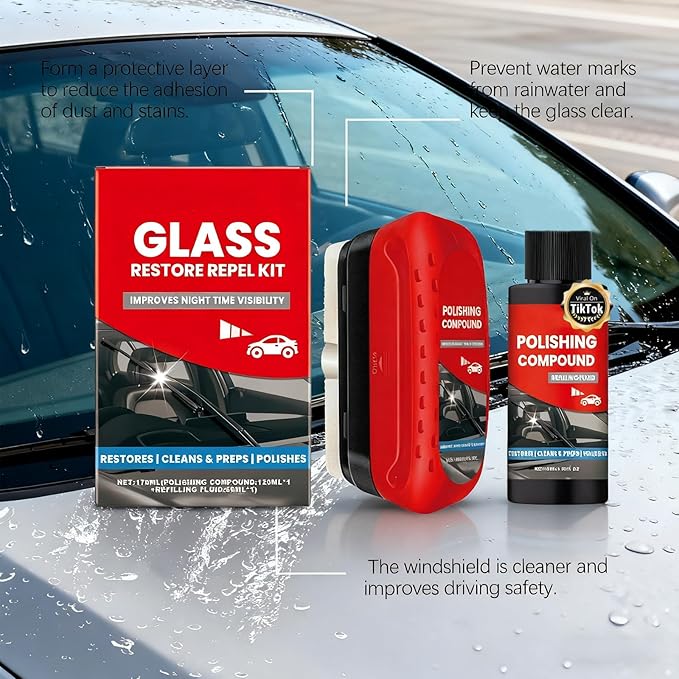 2025 New Car Windshield Cleaner Tool - Automotive Oil Film Remover Brush for Windows & Glass, Anti-Fog Rain Repellent Cleaner - Interior & Exterior Windshield Glass Cleaning Board
