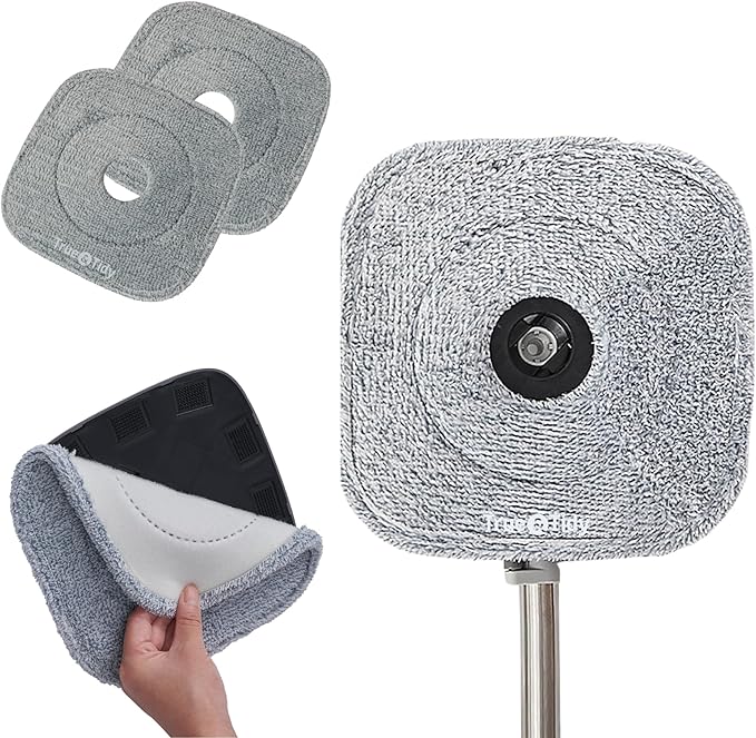 Square Spin Mop Deluxe with 4pc Mop Pads Bundle